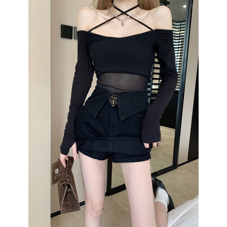 [F &amp; X] Chân Váy Denim Ngắn Dáng Chữ A Lưng Cao Phong Cách Retro Xuân Thu Mới Cho Nữ