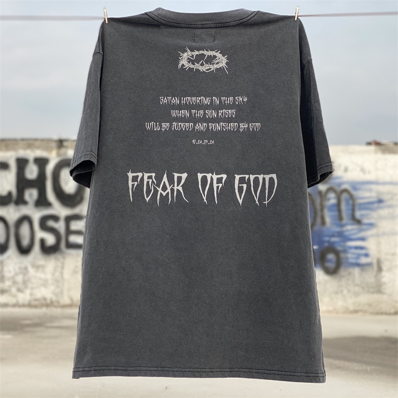 Post-mx Một Mình-The Mô Hình Thời Trang Cổ Điển Mẫu F O G "Judged Satan" Giới Hạn 1Ff1 Game of Thrones Rửa Sạch Nước Cổ Điển Tay Ngắn JRTJSRJKDFJYK