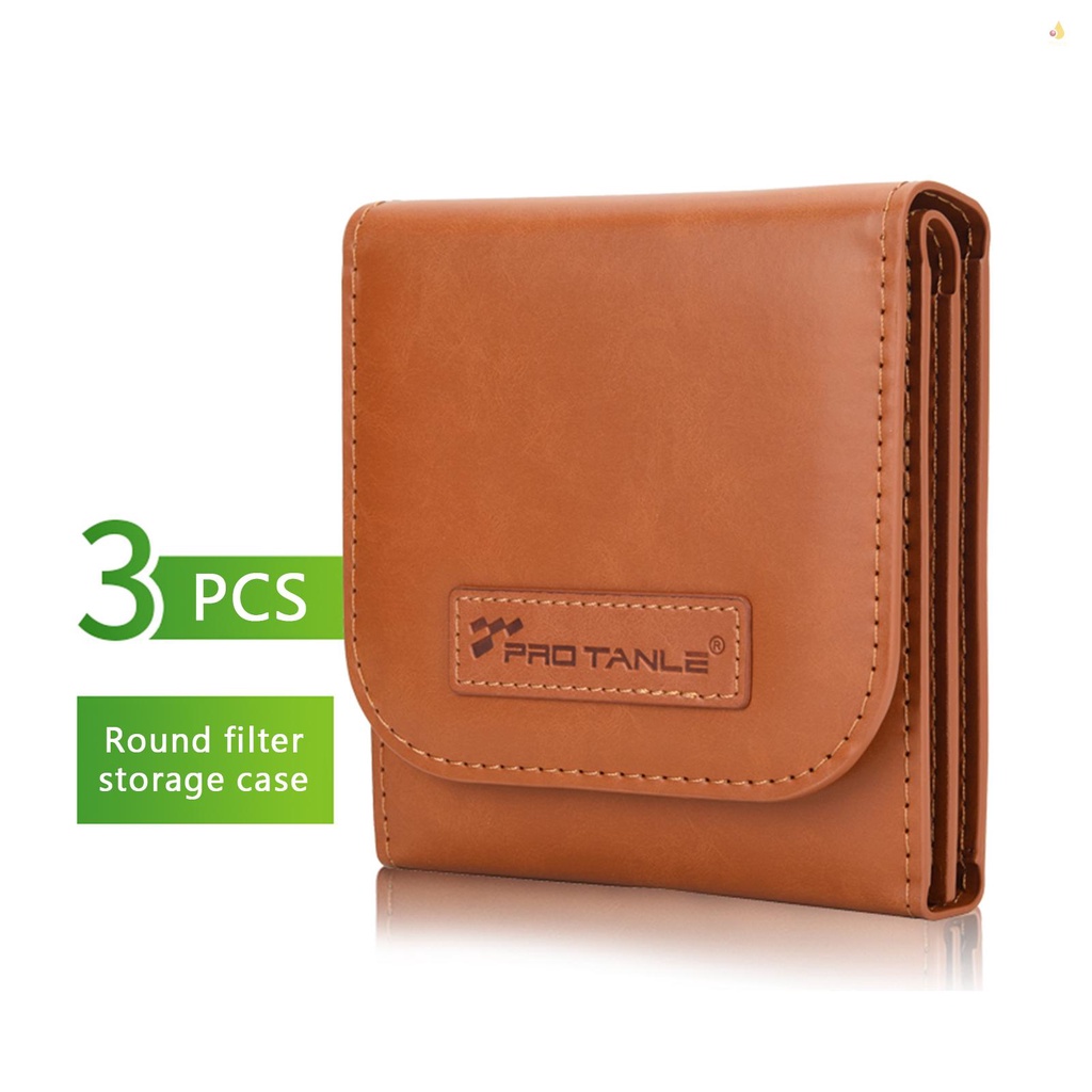 Bộ 3 Túi Lọc Bằng Da PU Cứng Chống Bụi 82mm Dành Cho Bộ Lọc Mật Độ Trung Tính UV CPL ND
