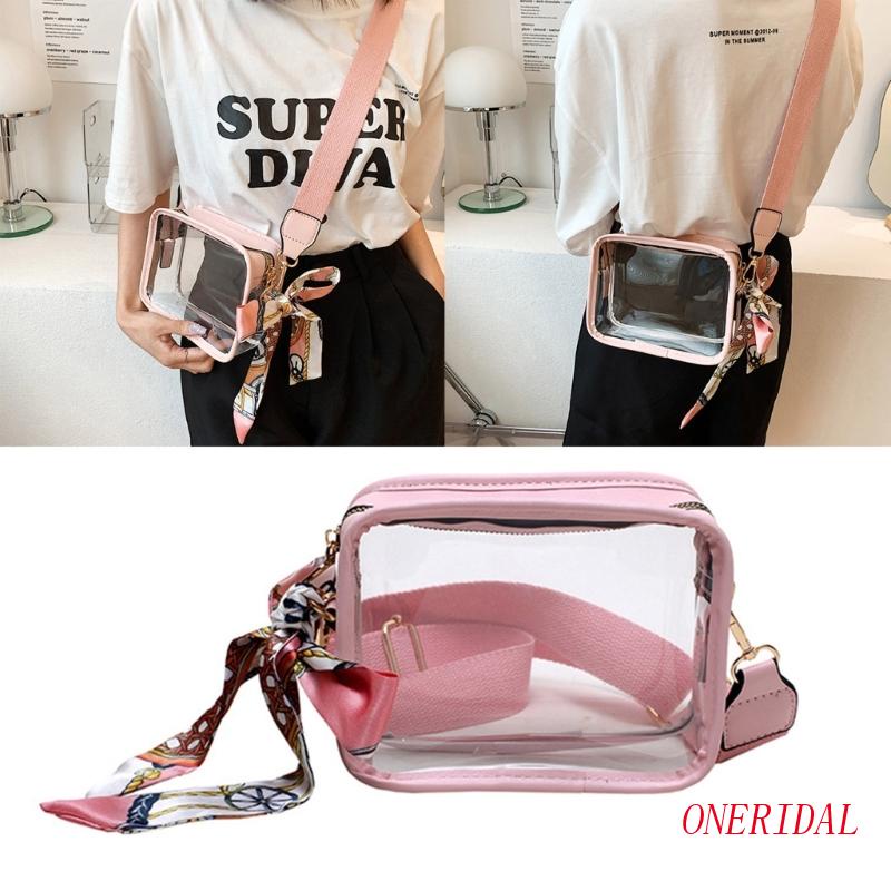 Túi Đeo Chéo Vai Bằng PVC Trong Suốt Màu Trơn Dành Cho Nữ