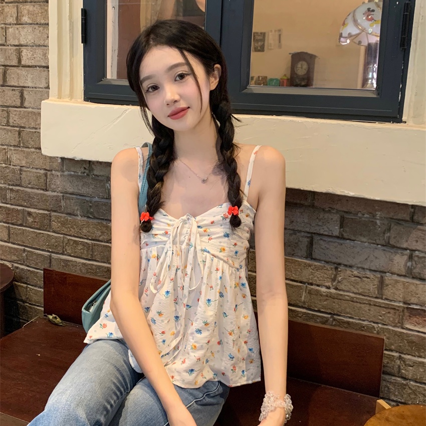 COZOK Áo Hoa Không Tay Cột Dây Thời Trang Gợi Cảm Cho Nữ