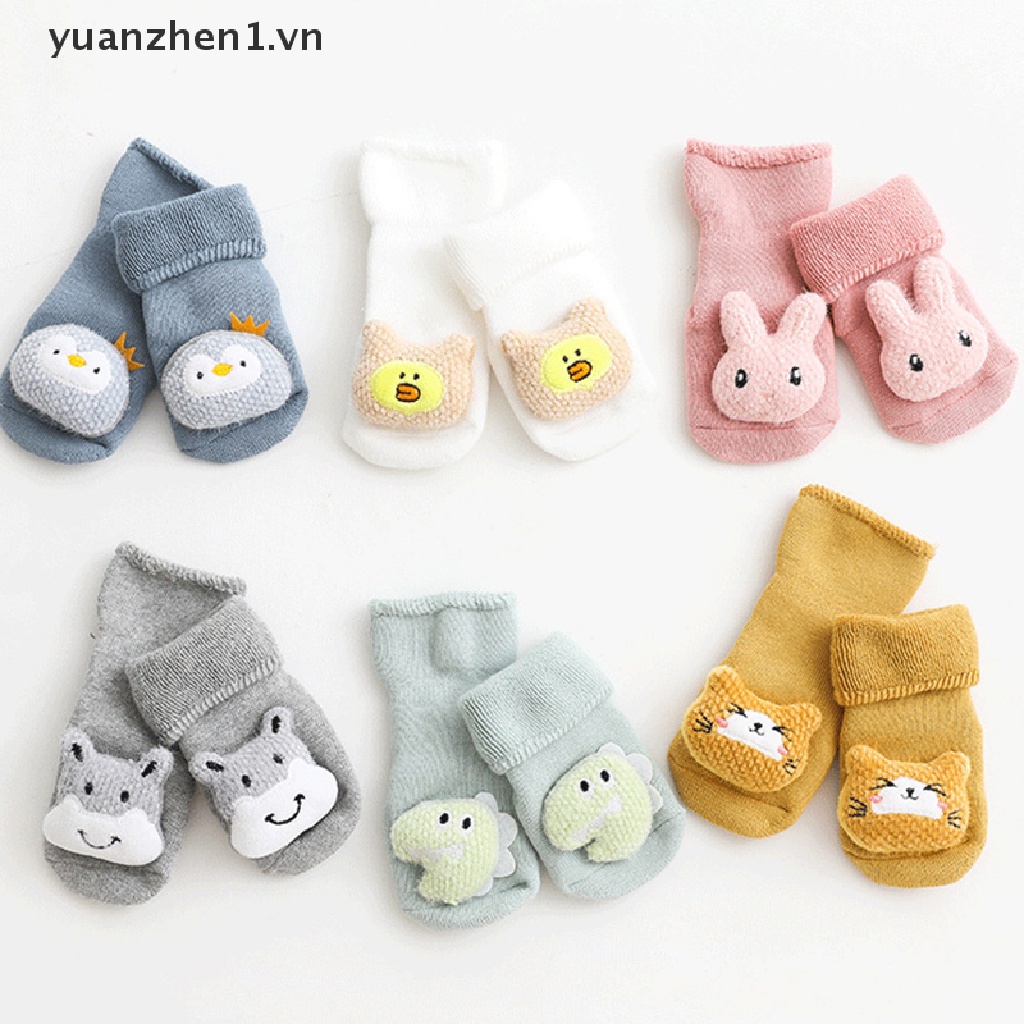 Tất Nhung Dày Chống Trượt Họa Tiết Hoạt Hình Cho Bé