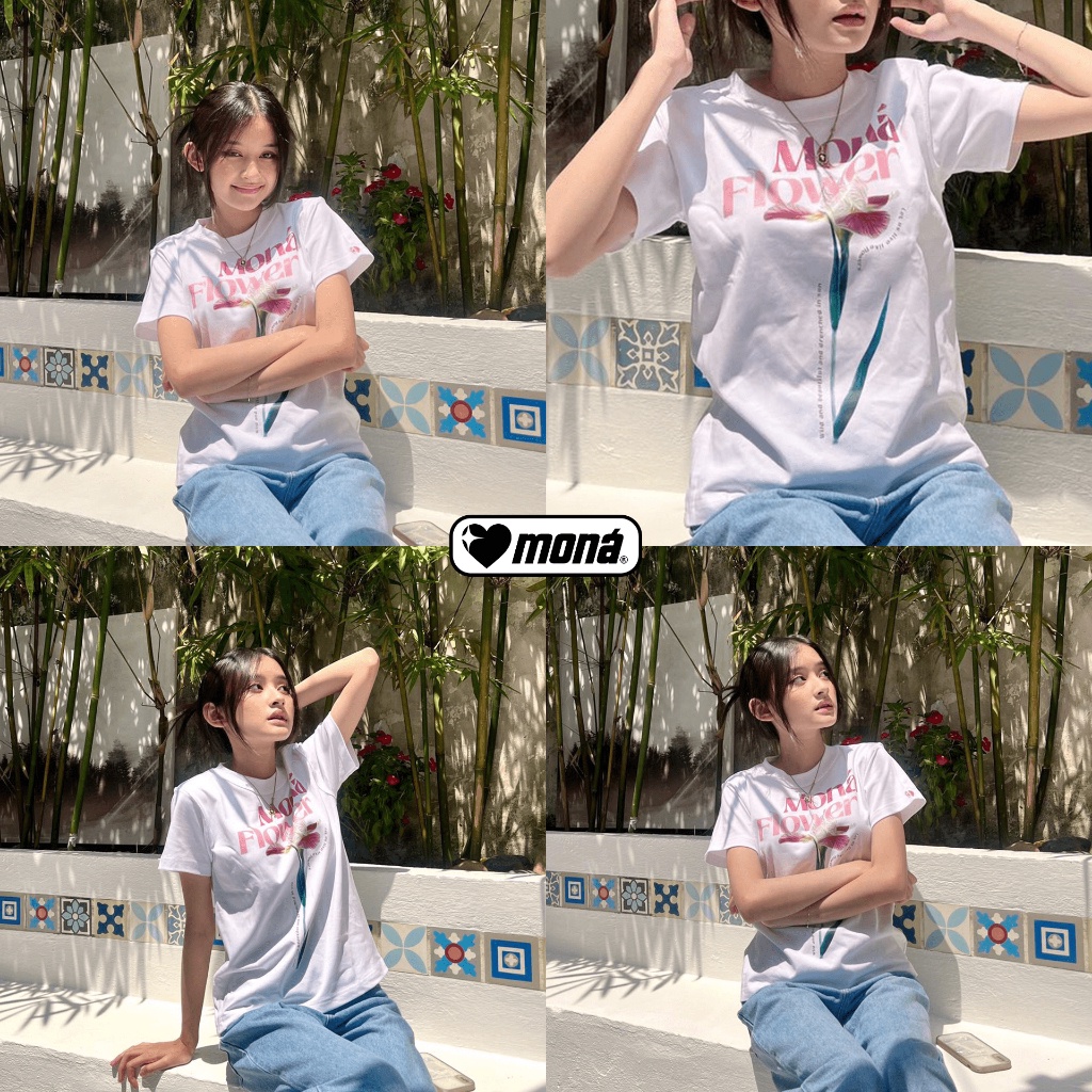 Áo thun baby tee in hoa MONÁ - FLEUR TRẮNG- SM2023