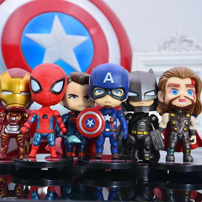 Set 6 Mô Hình Nhân Vật Siêu Anh Hùng Marvel Trang Trí Bánh Kem