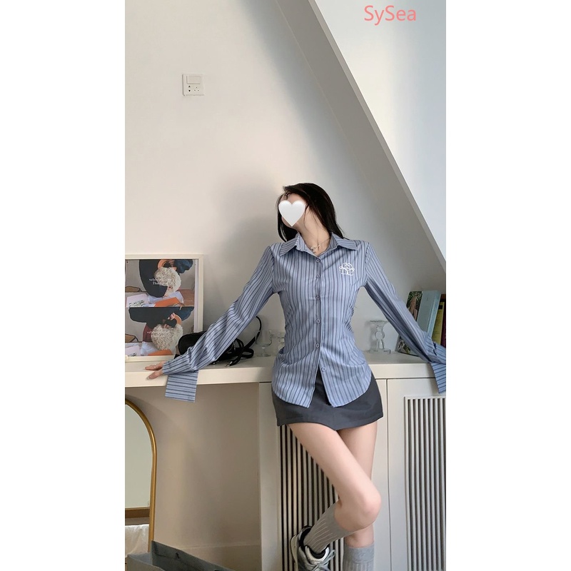 Áo Sơ Mi Tay Dài Kẻ Sọc Thời Trang Quyến Rũ Cho Nữ