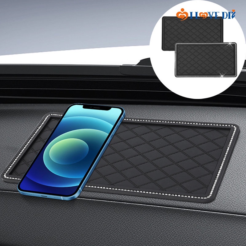 Thảm Lót Điện Thoại / Máy Tính Bảng Chống Trượt Đính Đá Giả Kim Cương Bằng PVC Chống Trượt Nhỏ Gọn Tiện Lợi Dành Cho Xe Hơi