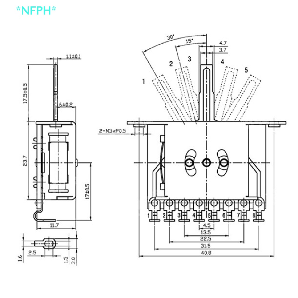 Công Tắc Pickup 5 Chiều Kèm Núm Vặn Cho Đàn Guitar Điện Fender Stratocaster Mới