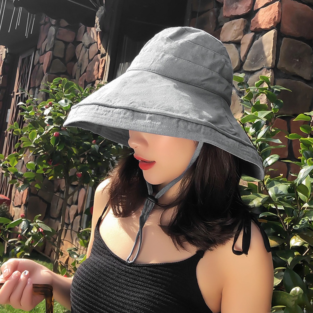 Nón Vành Tròn Màu Trơn Thoáng Khí Thời Trang Mùa Hè Cho Nữ