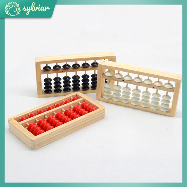 Bàn Tính Gỗ 5 Cột Nhỏ Gọn 7 Cột Cho Học Sinh