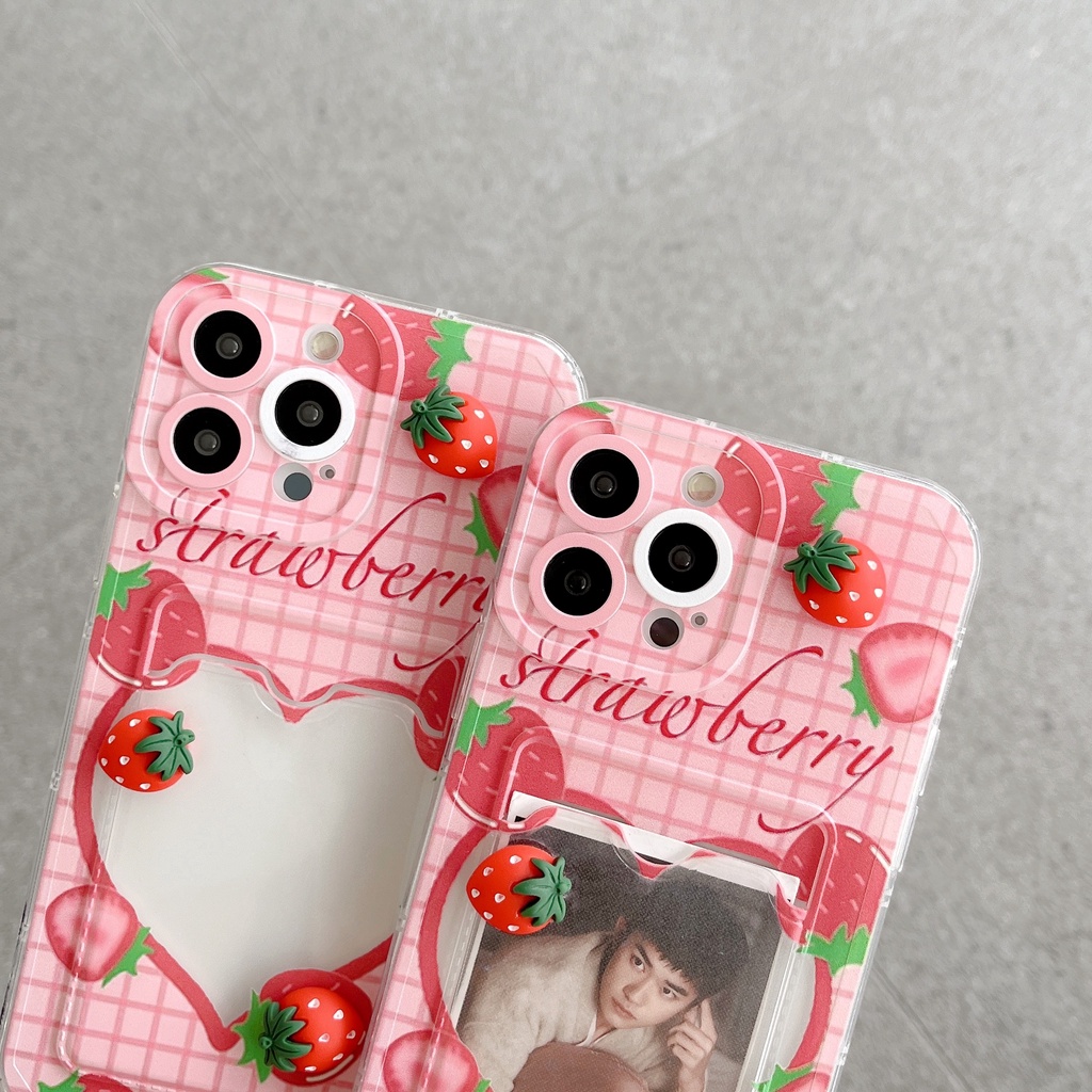 Ốp Điện Thoại TPU Dẻo Trong Suốt Họa Tiết Trái Dâu / Đôi Mắt Thiên Thần Cho iPhone 14 13 12 11 Pro XR XS Max 7 8 14 Plus