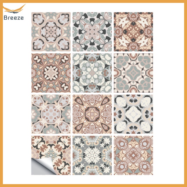 Set 12 Miếng Dán Tường Bằng Pvc Chống Nước Phong Cách Cổ Điển