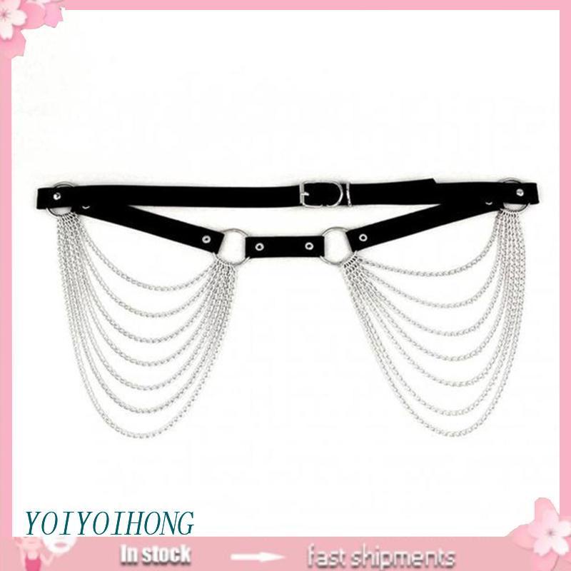 Dây Xích Đeo Thắt Lưng Bằng Da Màu Đen Phong Cách Punk Hip Hop Cá Tính Dành Cho Nữ