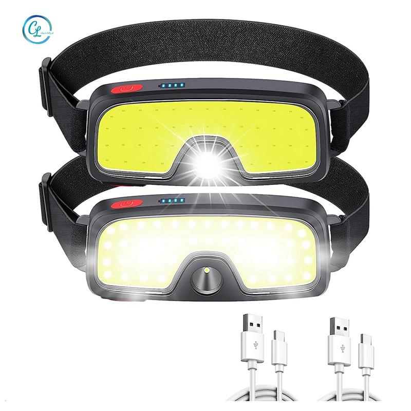 Set 2 Đèn Đội Đầu Có Thể Sạc Lại 5 Chế Độ Thích Hợp Cho Các Hoạt Động Ngoài Trời