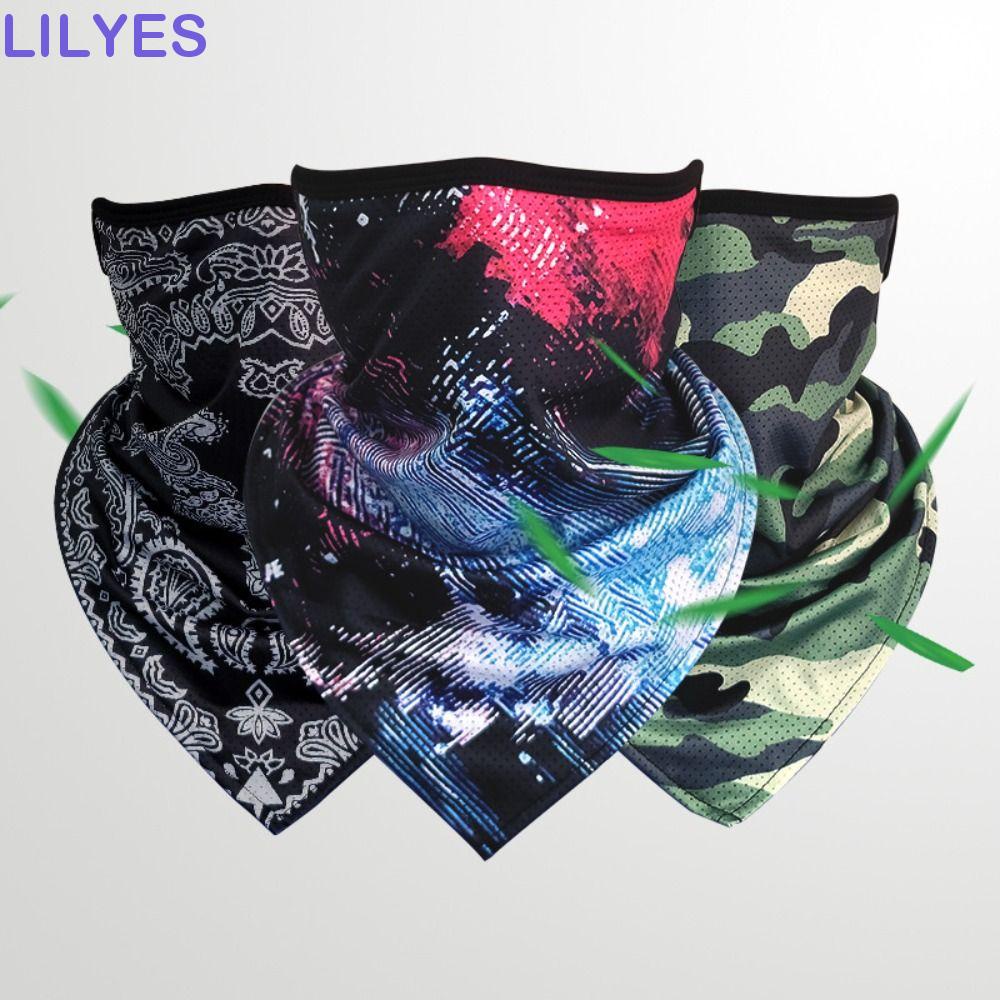 Lilyes Mặt Nạ Trùm Đầu Bằng Lụa Lạnh Hình Đầu Lâu Bảo Vệ Tai Chống Nắng Dùng Khi Lái Xe Mô Tô Ngoài