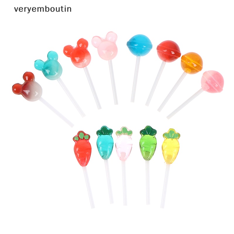 Bộ 5 Kẹo Mút Đồ Chơi Mini Bằng Nhựa Resin Cho Nhà Búp Bê