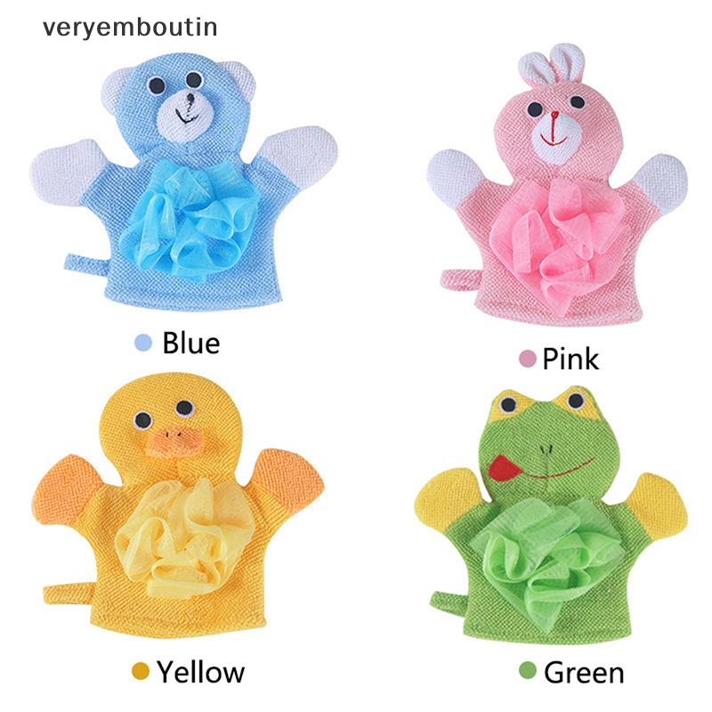 Găng Tay cotton Rửa Mặt Khi Tắm Cho Trẻ Em Hình Động Vật Vui Nhộn n