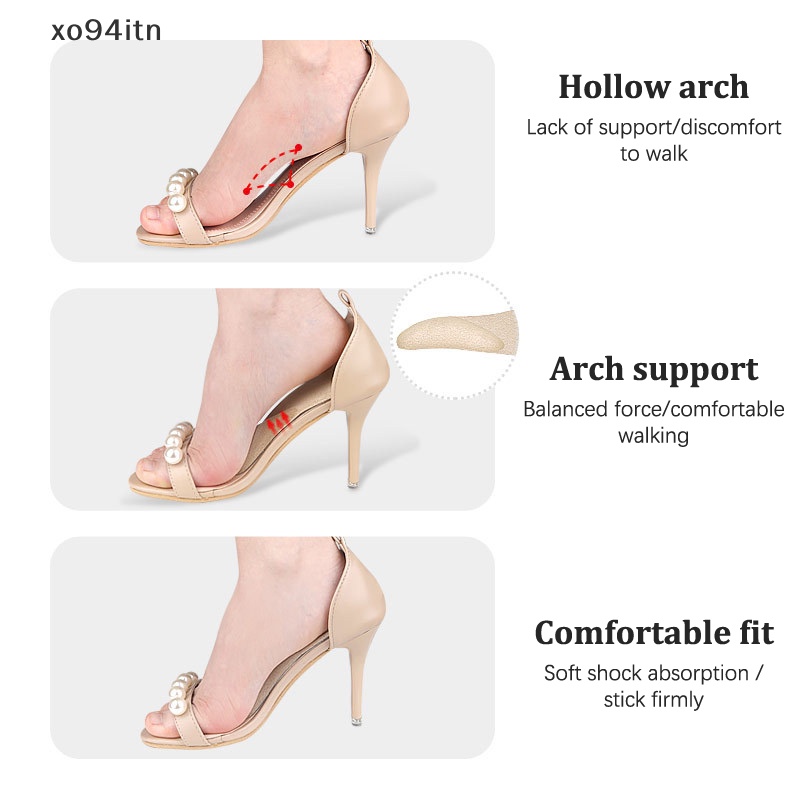 1 Cặp Đế Lót Giày Cao Gót Dạng Cong Tự Dính Vô Hình Chống Trượt Thấm Hút Mồ Hôi