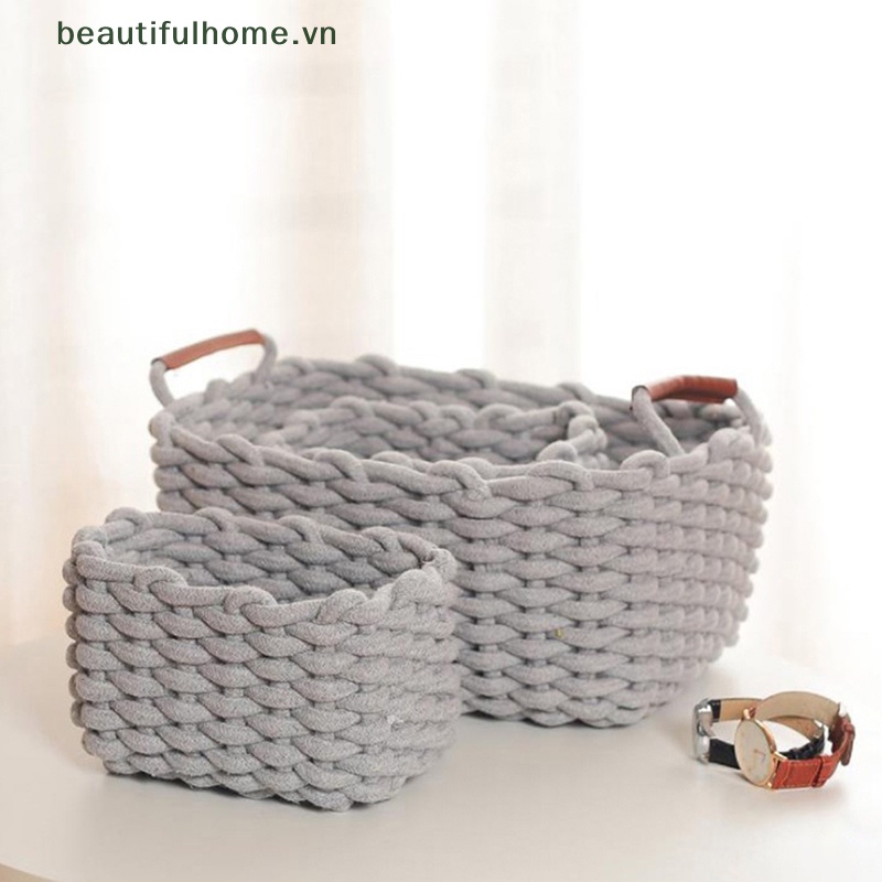 Giỏ Đựng Đồ Dùng / Đồ Dùng Bằng Dây Cotton Bện Tiện Dụng Trang Trí Nhà Cửa
