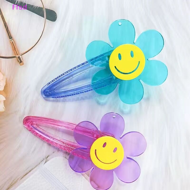 Kẹp Tóc Hình Hoa Hướng Dương Mặt Cười Bằng Acrylic Trong Suốt Thời Trang 2023 Cho Bé Gái