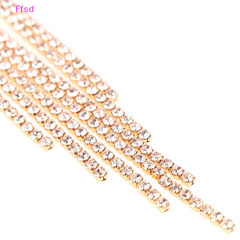 {Ffsd} Bông Tai Bạc S925 Dáng Dài Đính Pha Lê Sáng Bóng Cổ Điển Cho Nữ * Bán Chạy