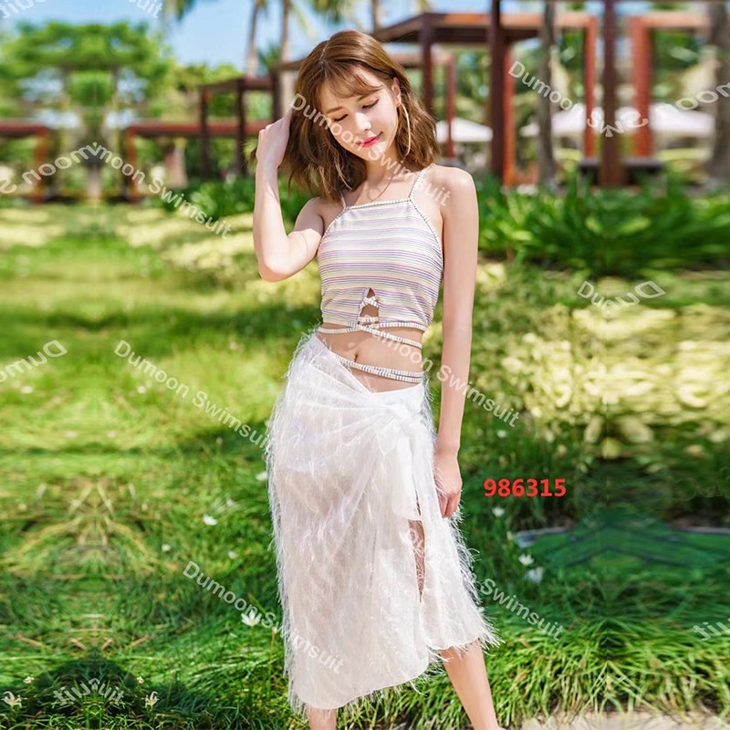 Bộ Đồ Bơi Ba Mảnh Phong Cách Hàn Quốc Quyến Rũ Cho Nữ