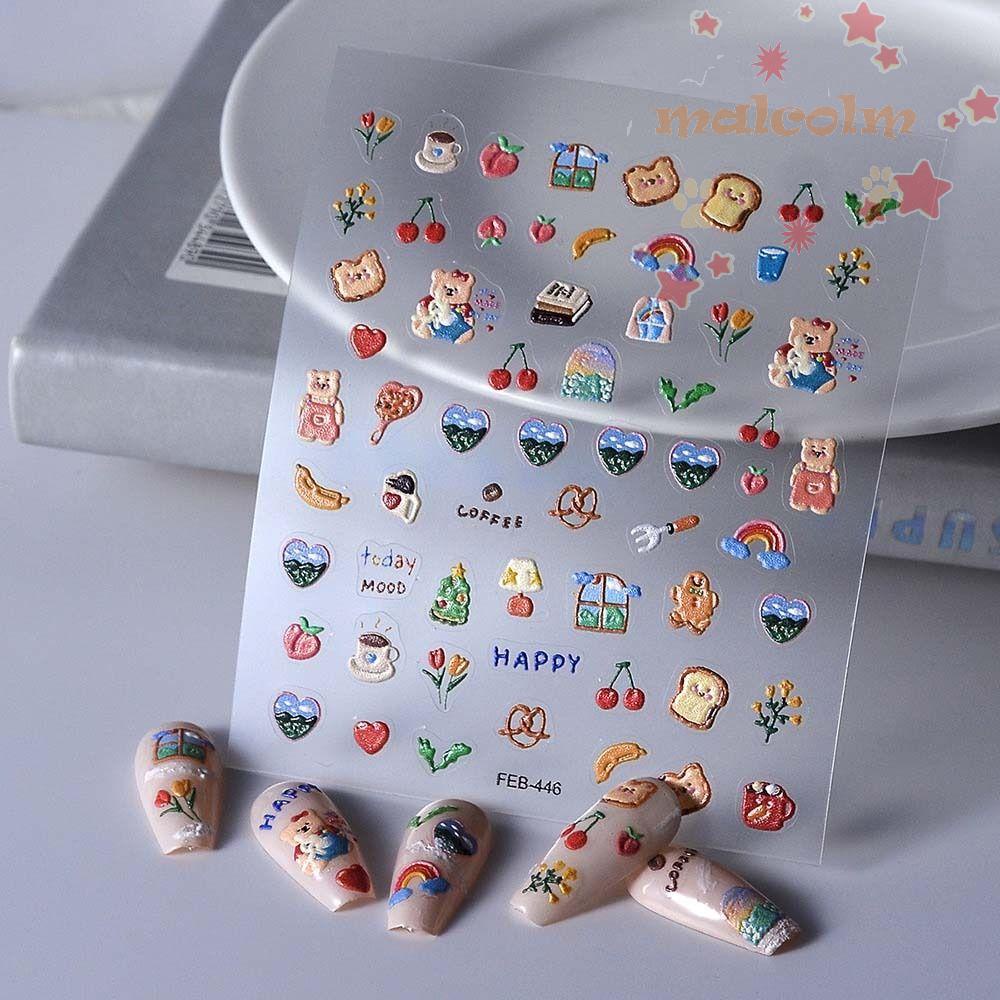 Miếng Dán Trang Trí Móng Tay Hình Móng Vuốt Gấu / Thỏ 5D Dễ Thương Dành Cho Nữ