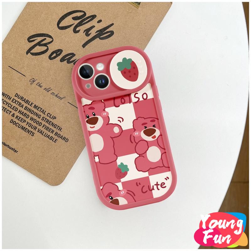 Ốp lưng Gấu dâu tây Trượt for iPhone 14 XR 13 11 12 Pro Max 8 7 6 6S Plus X Xs Max Se 2020 13 12 11