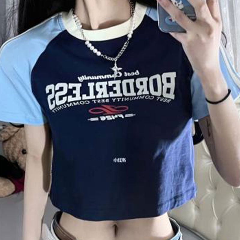 Áo Thun Lửng Tay Lửng Phong Cách Retro Thời Trang Nữ