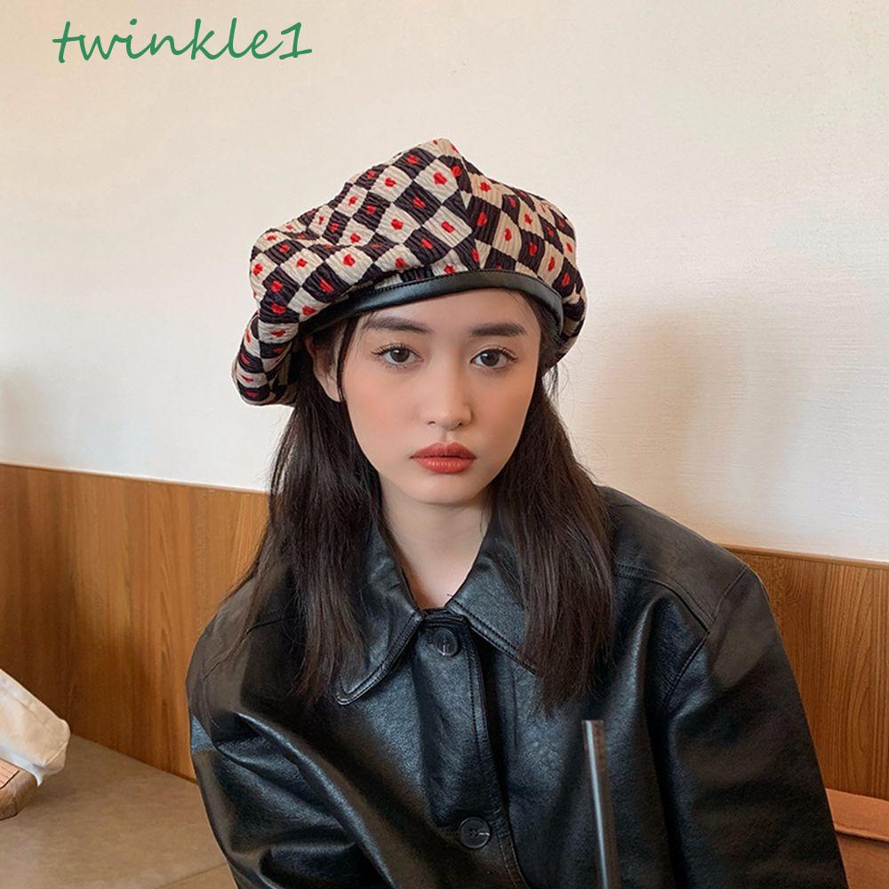 Mũ Nồi Vải Nhung Kẻ Sọc Caro Ấm Áp Thời Trang Thu Đông Cho Nữ