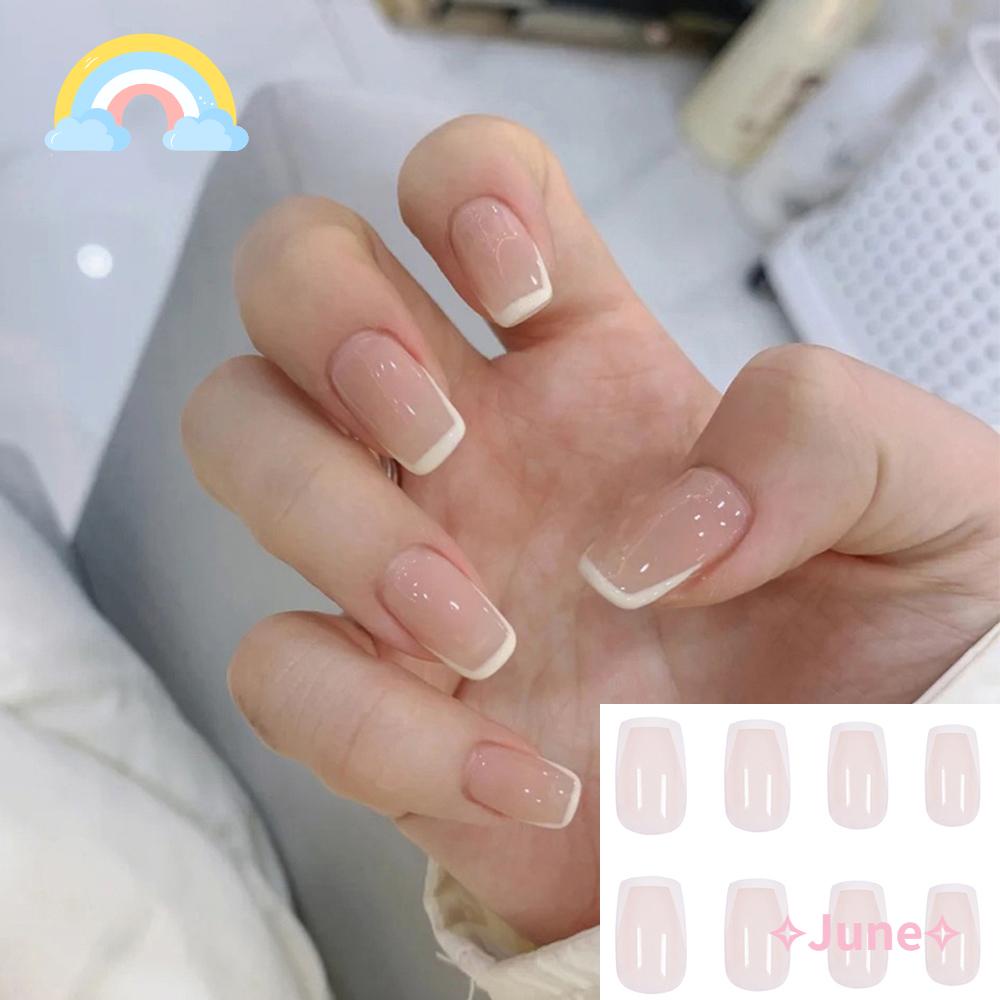 [Hàng mới về] 24 Móng tay giả thời trang Pháp thời thượng kèm keo dán