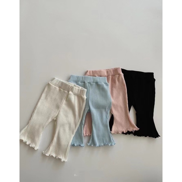 Quần Dài Ống Loe Màu Trơn Họa Tiết Kẻ Sọc Thời Trang Xuân Hè Cho Bé Gái