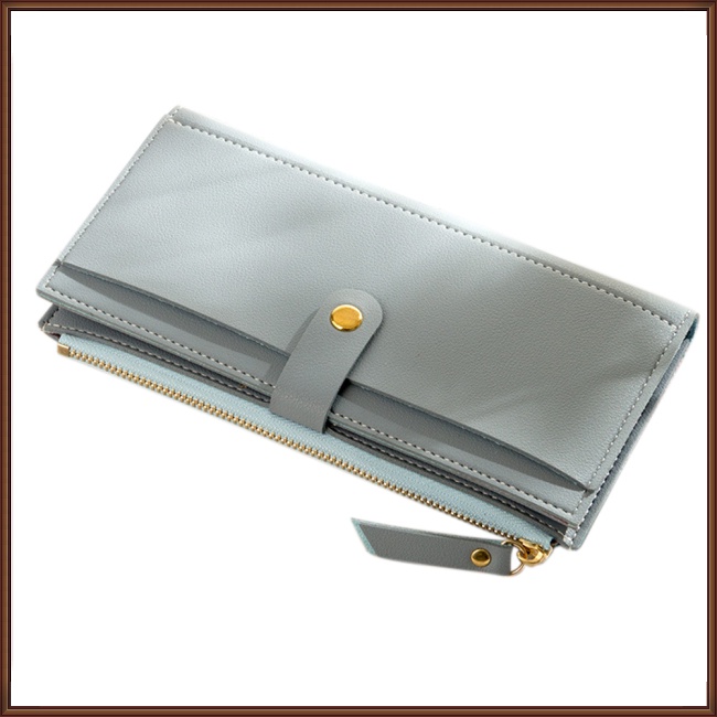 Jaz Ví Dài Ba Ngăn Đựng Thẻ Bằng Da PU Màu Trơn Cho Nữ