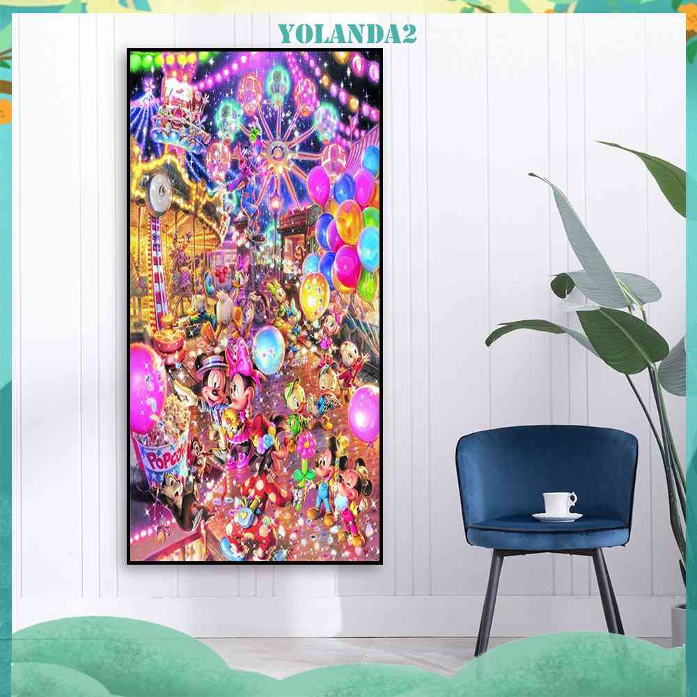 Bộ Tranh Đính Đá 5D Họa Tiết Hoạt Hình Mickey Minnie Độc Đáo DIY Dùng Trang Trí Nhà Cửa