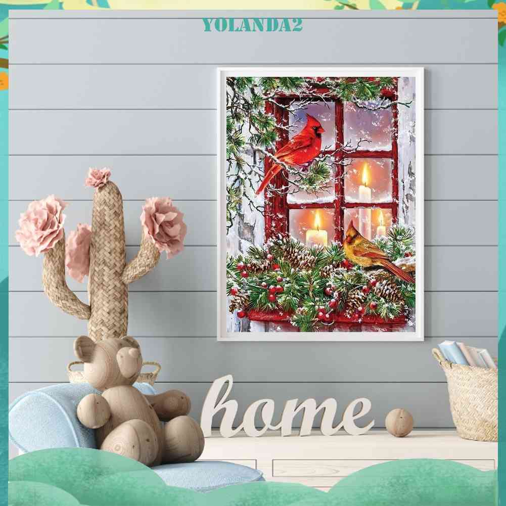 Tranh Đính Đá Kim Cương Toàn Bộ 5D DIY Hình Vẽ Chim Giáng Sinh