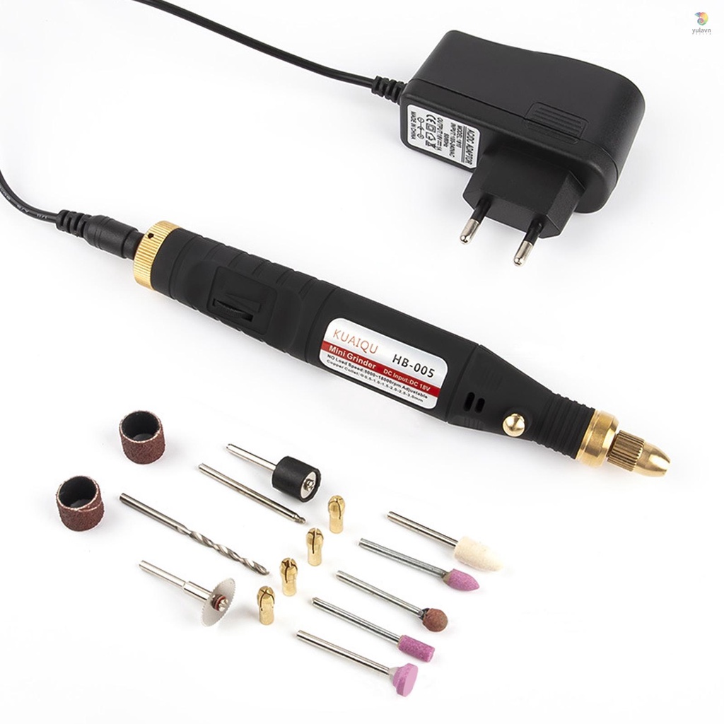 Bộ Dụng Cụ Mài Đánh Bóng Cầm Tay Mini 5000-18000RPM Tùy Chỉnh Tốc Độ Kèm 15 Phụ Kiện Cho Máy Cắt Nhỏ