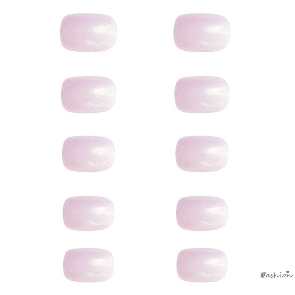 Móng Tay Giả Ngắn Màu Hồng Ngọc Trai Xinh Xắn Có Thể Tái Sử Dụng