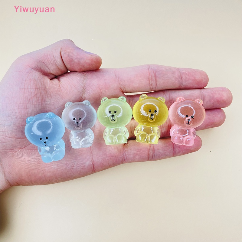 < Yiwuyuan > Tượng Gấu Hoạt Hình Phát Sáng Trang Trí Phong Cảnh DIY Mới
