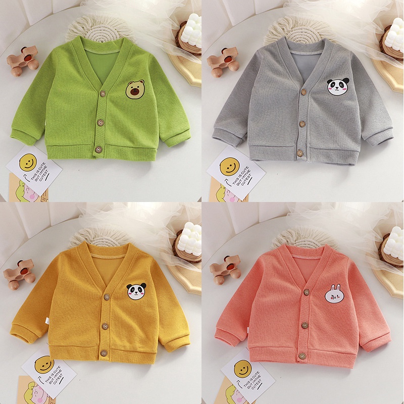 Áo Khoác Cardigan Tay Dài Màu Trơn Mềm Mại Thoải Mái Giữ Ấm Cho Bé Trai Và Gái