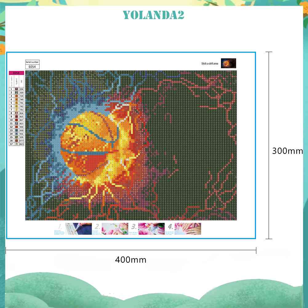 Tranh Đính Đá Kim Cương Toàn Bộ 5D DIY Hình Vẽ Bóng Rổ