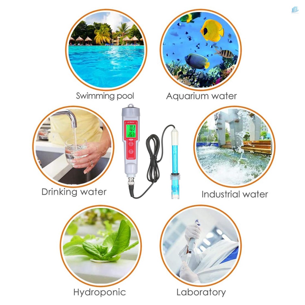 Bút Thử Điện pH 2 Trong 1 Độ Chính Xác Cao Có Màn Hình LCD Hiển Thị