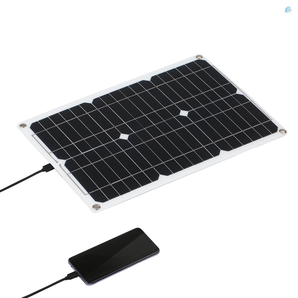 Bộ Bảng Điều Khiển Sạc Năng Lượng Mặt Trời 18W 12V Monocrystalline 18W Kèm Dây Cáp Kết Nối SAE