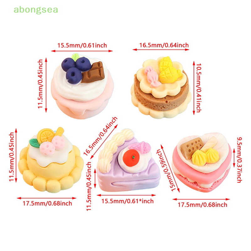 Abongsea Set 5 Phụ Kiện Trang Trí Ốp Điện Thoại Hình Bánh Kem Dâu Ba Chiều Màu Sắc Ngẫu Nhiên DIY