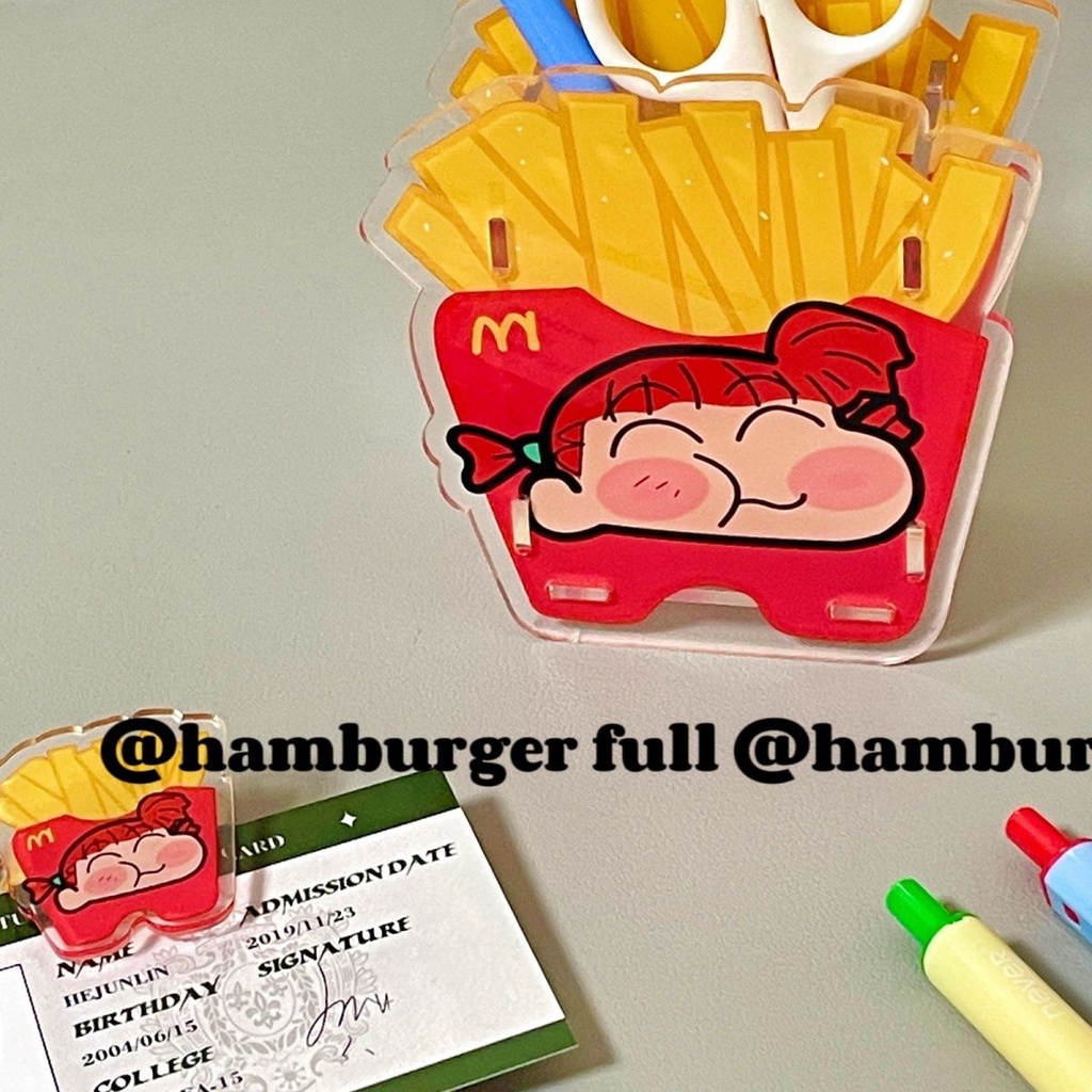 Ống Đựng Bút Bằng acrylic Họa Tiết Hamburger Hoạt Hình Vui Nhộn Sáng Tạo AC2134