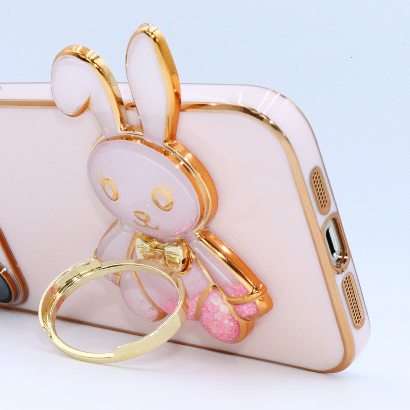 Giá Đỡ Điện Thoại Hình Thỏ Hoạt Hình 3D Dạng Nổi Có Túi Khí Và Dây Đeo Ngón Tay Mở Rộng Phong Cách Ins
