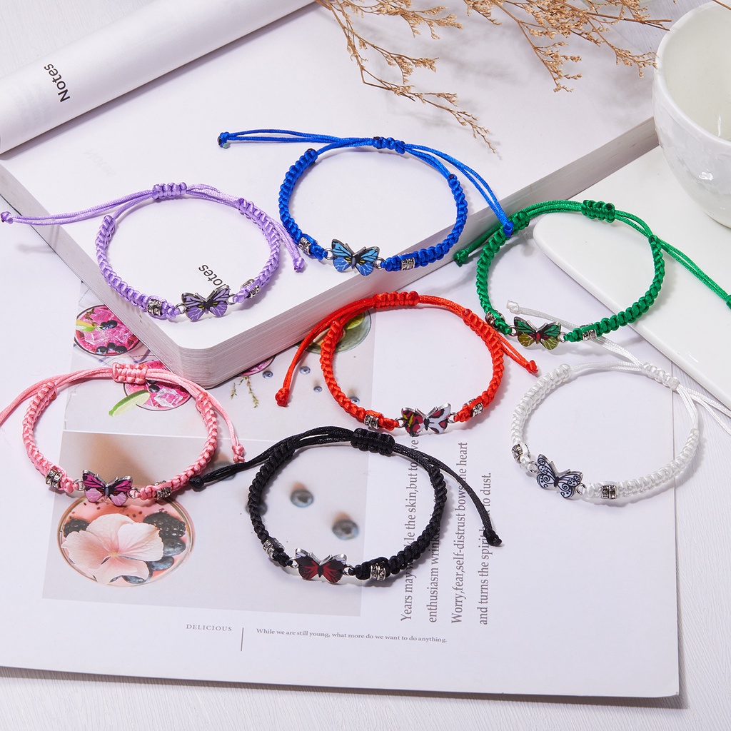 Vòng Tay Dây Bện Mặt Hình Hoa Bướm Tùy Chỉnh Thời Trang Cho Cặp Đôi