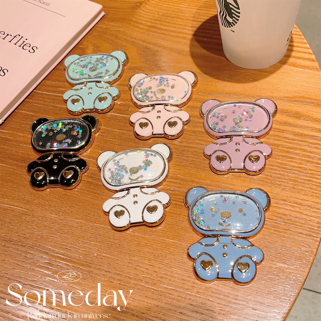 Ốp Điện Thoại Hình Gấu Hoạt Hình Có Túi Khí Và Dây Đeo Ngón Tay Cho iphone