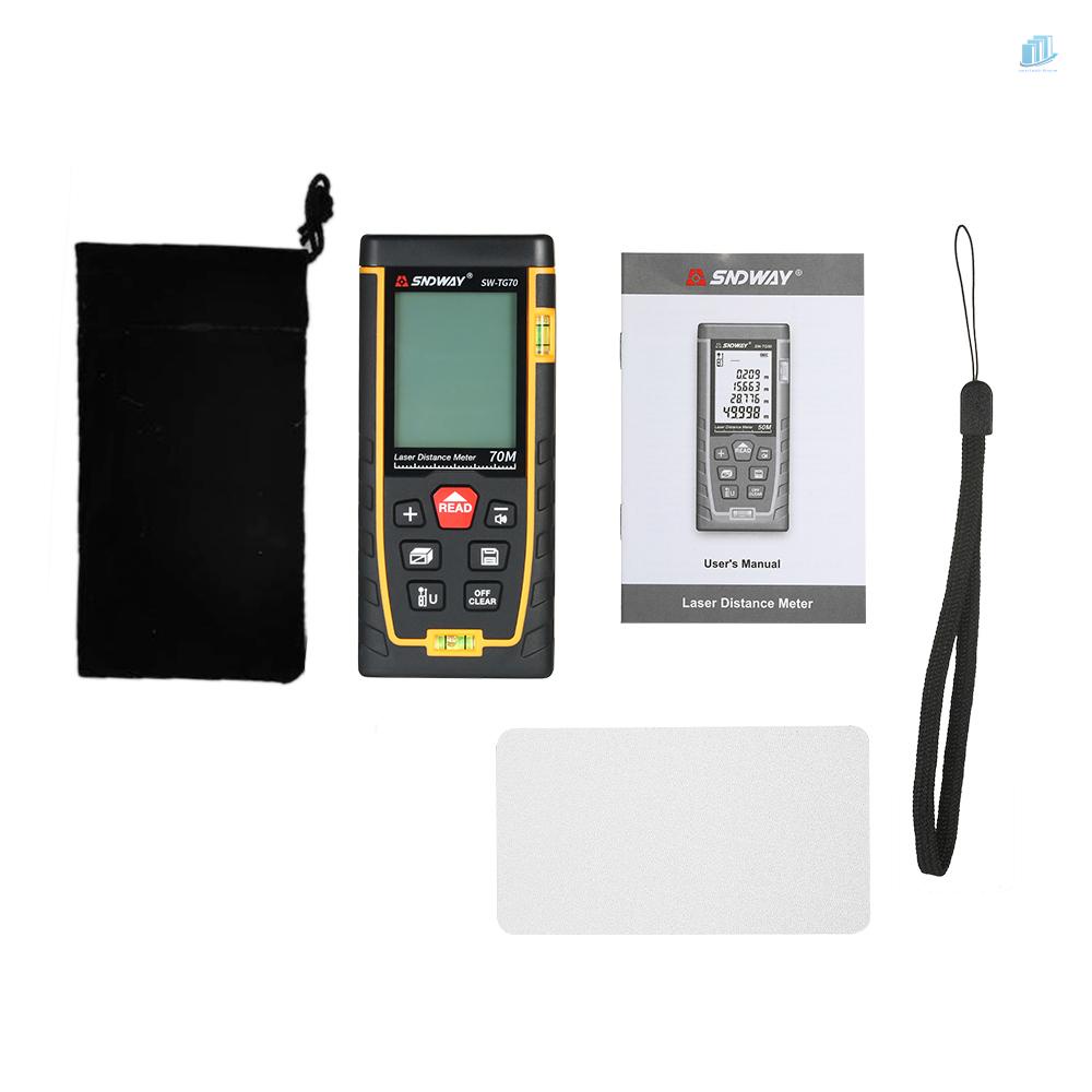 Máy Đo Khoảng Cách Laser Cầm Tay Điện Tử SNDWAY Với 30 Nhóm Lưu Trữ Dữ Liệu Có Đèn Nền LCD 2 Mức Độ Chính Xác Cao