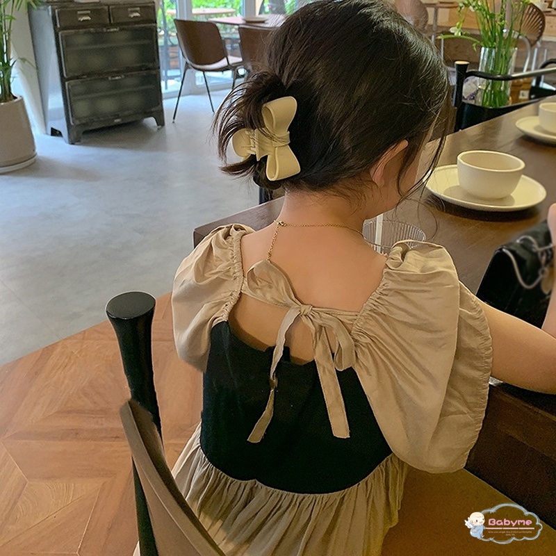 Đầm Công Chúa Cổ Vuông Tay Phồng Màu Sắc Ngọt Ngào Thoáng Khí Thân Thiện Với Da Cho Bé Gái