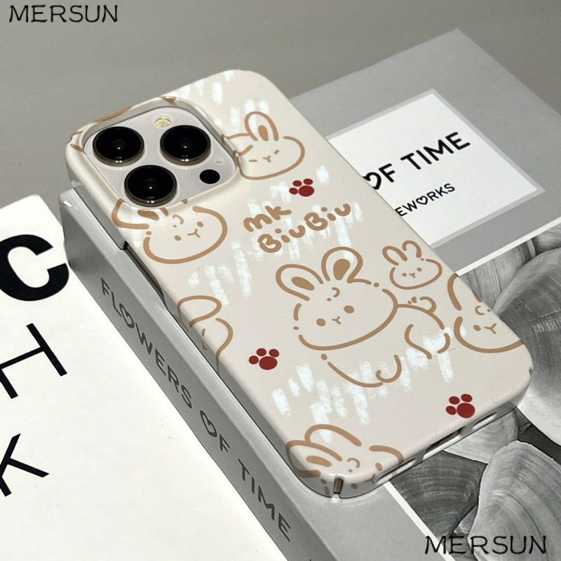 Ốp Điện Thoại Cứng Họa Tiết Thỏ Màu Vàng Nhạt Dễ Thương Cho Iphone 13 13Promax x 11 12 14 3