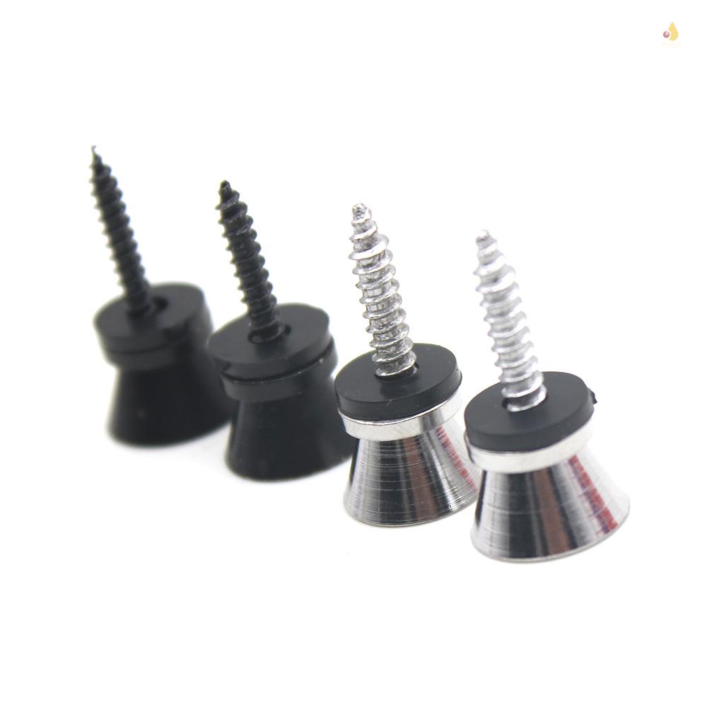 Set 2 Chốt Khóa Dây Đeo Đàn Guitar Bằng Kim Loại Màu Đen / Bạc Thông Dụng